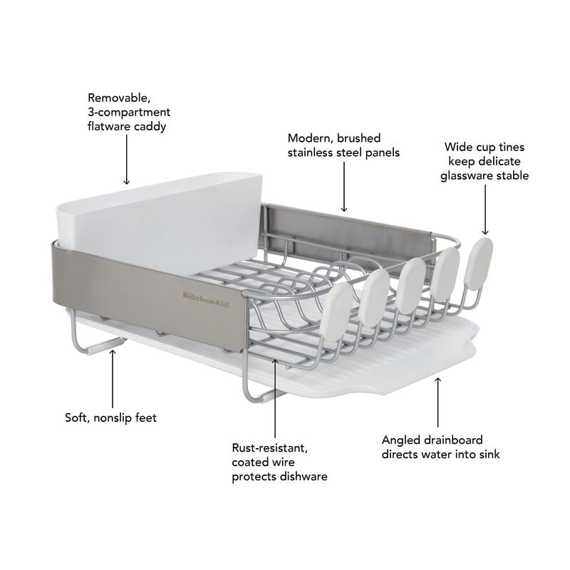 Stainless Steel Wrap Compact Dish Rack in Satin Gray - On Sale - Bed Bath &  Beyond - 37477745
