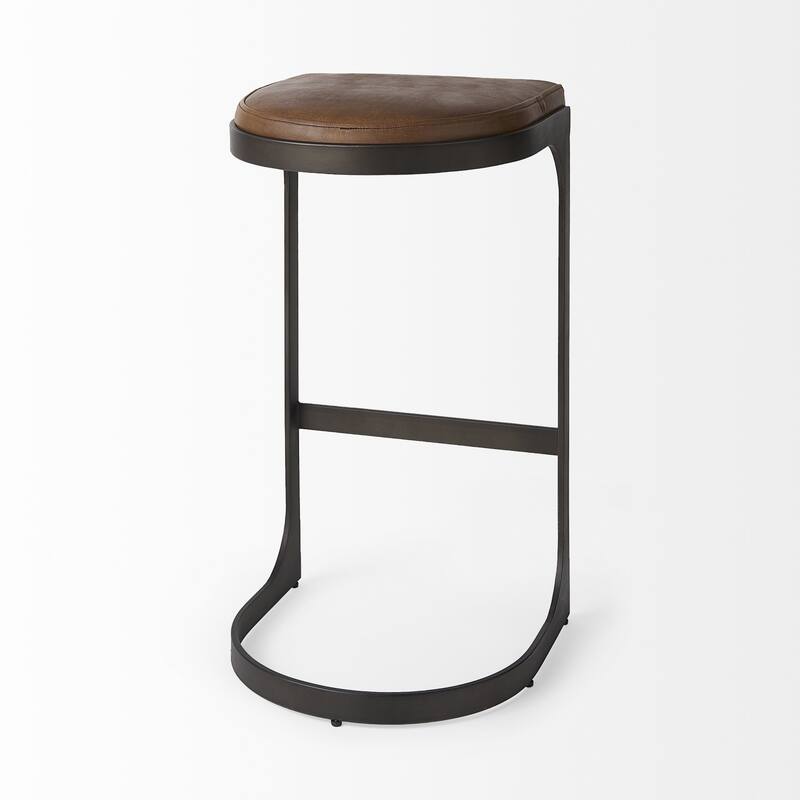 Faux Leather Backless Metal Bar Stools with Footrest