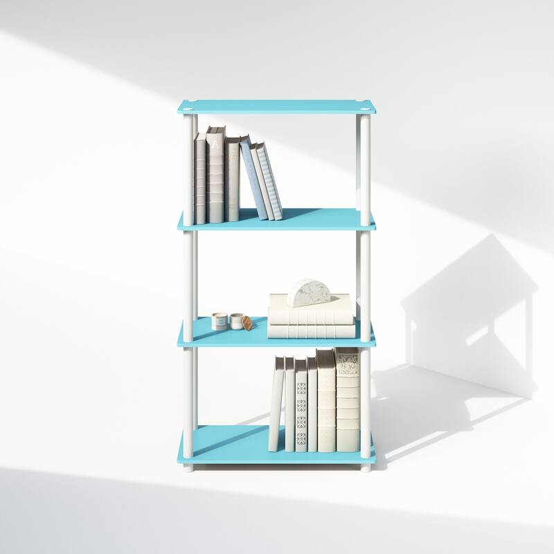 43.25 in. Tall Light Blue/White Wood 4-Shelf Bookcase