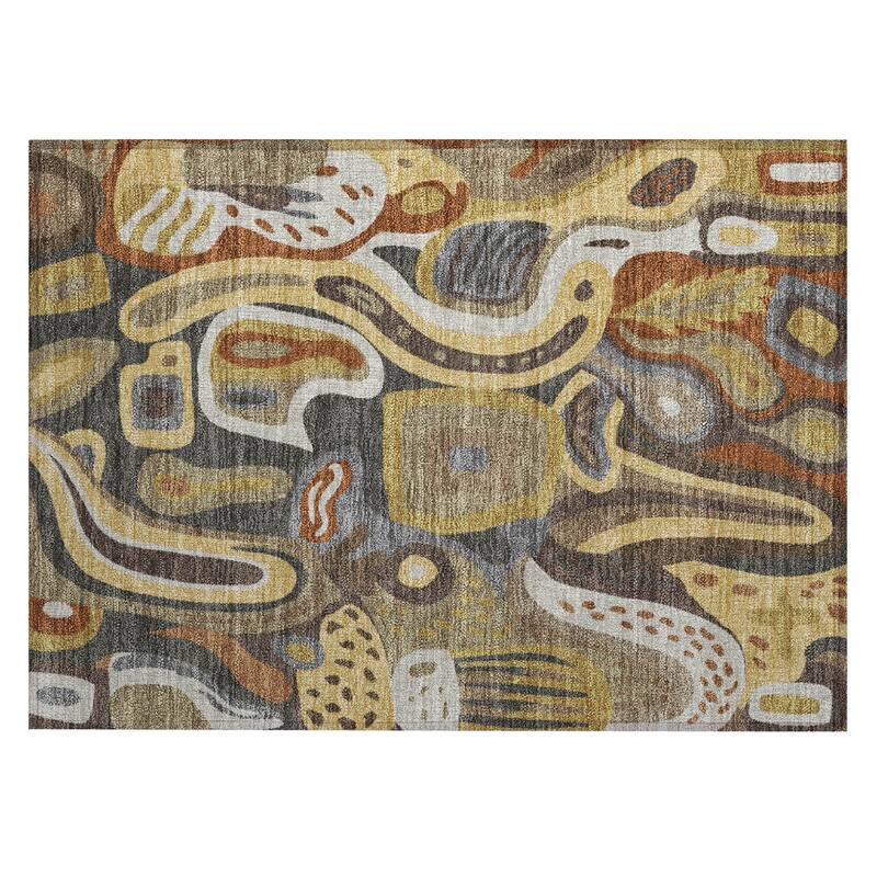 Machine Washable Indoor/ Outdoor Modern Picasy Chantille Rug