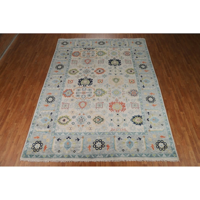 Oushak Style Area Rug Handmade Transitional Wool Carpet - 8'10"x 11'10"