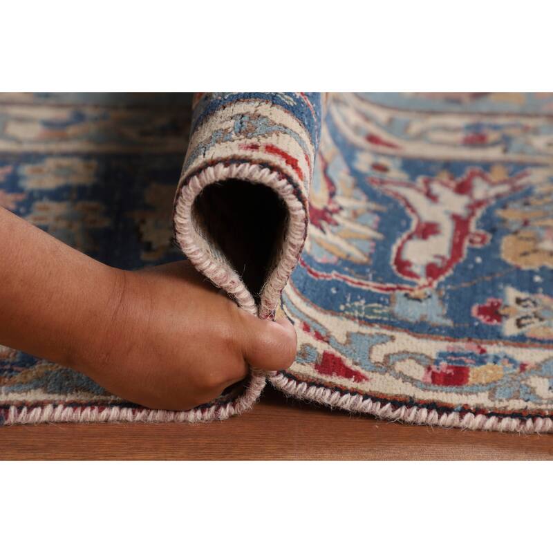 Distressed Mashad Persian Vintage Area Rug Hand-Knotted Wool Carpet - 8'5" x 11'5"