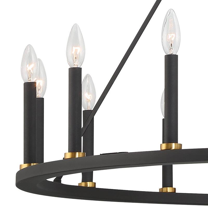 47In Farmhouse 16-light Large Round Wagon Wheel Candle Chandelier - 47'' D X 140'' H