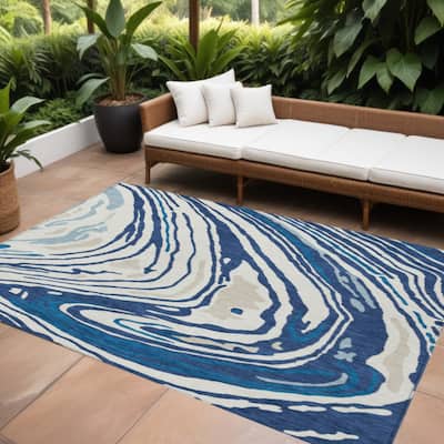HomeRoots Abstract Transitional Rectangle Outdoor Rug