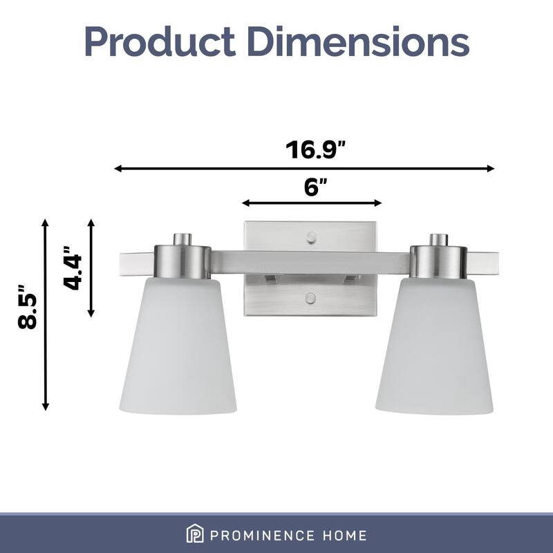 Prominence Home Fairendale Traditional Farmhouse Bathroom Vanity Light, Brushed Nickel - Brushed Nickel