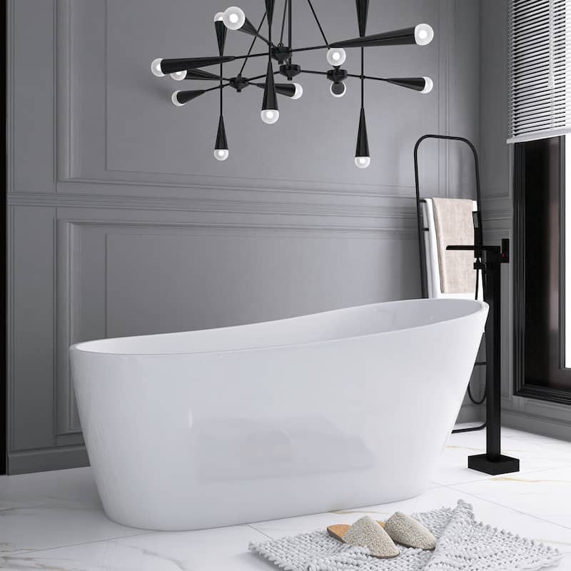 55"/59"/63"/67" Acrylic Freestanding Soaking Bathtub with Drain