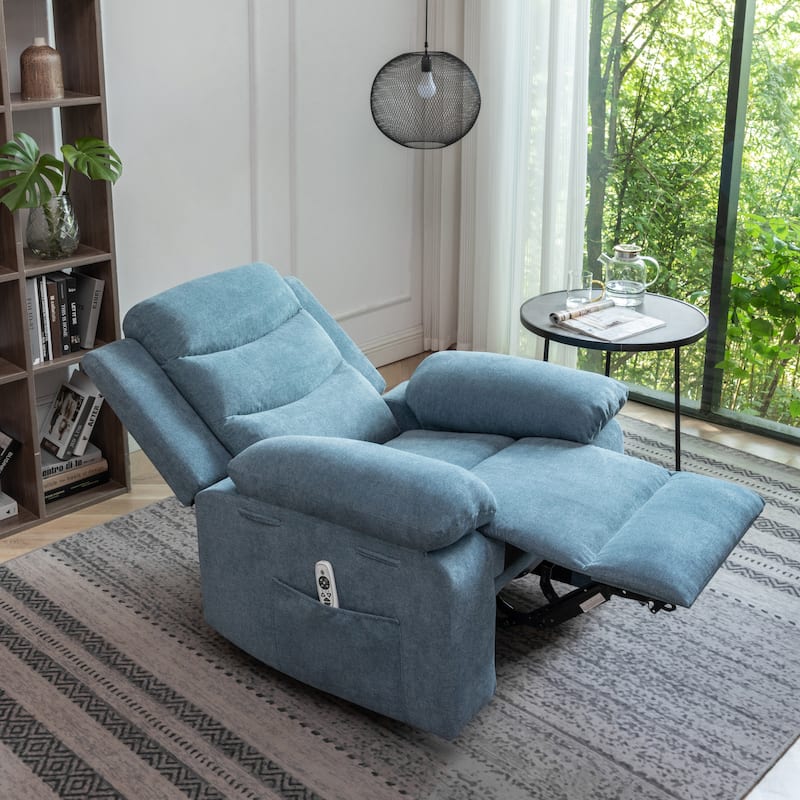 Velvet Fabric Power Recliner Chair with Massage and Heating