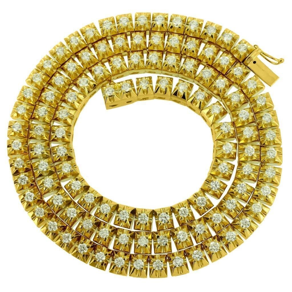 Shop 28 Men Tennis Chain 10k Real Gold 20 Ct Diamond Pyramid Link