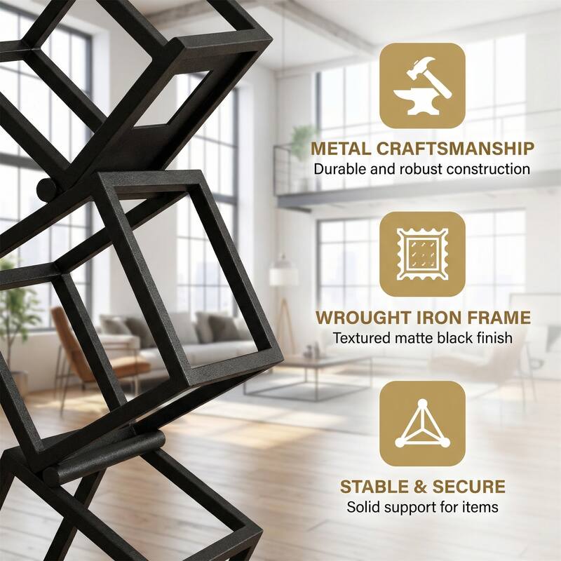 Modern Corner Bookshelf, Asymmetric Iron Display Stand