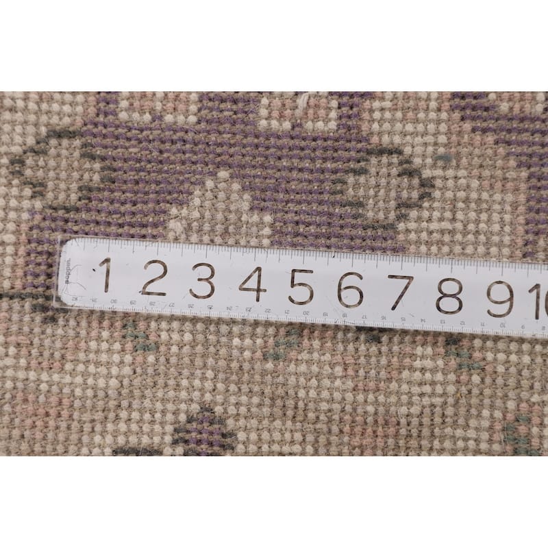 Purple & Ivory Oushak Indian Runner Rug Handmade Wool Carpet - 2'7"x 8'1"