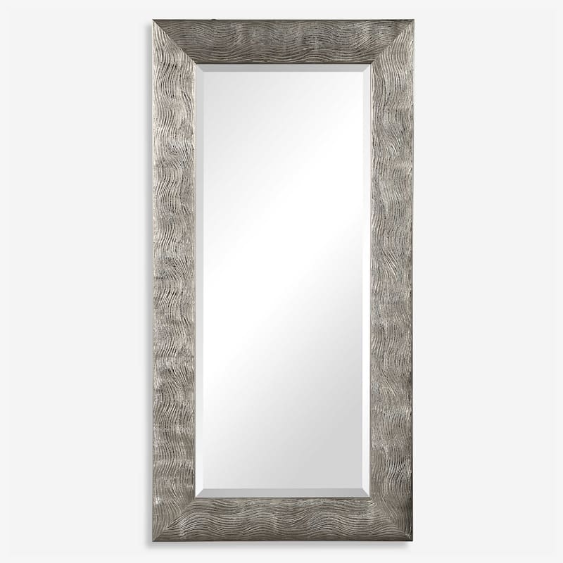 Wavy Rectangle Wall Mirror - 60" - Metallic Silver