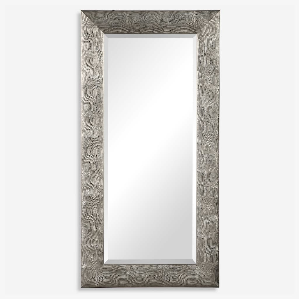 Wavy Rectangle Wall Mirror - 60" - Metallic Silver