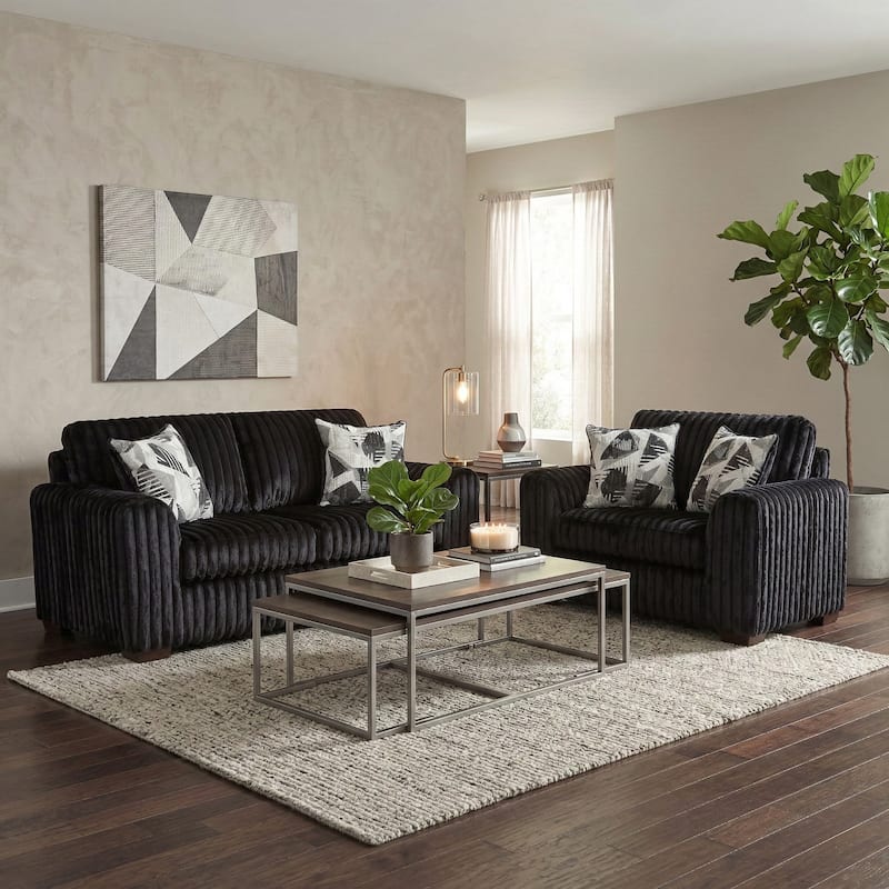 Roundhill Furniture Nolan 3-Piece Living Room Set, Sofa Loveseat and Chair
