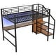preview thumbnail 12 of 31, Full Metal Loft Bed with Desk, Storage Stairs & LED