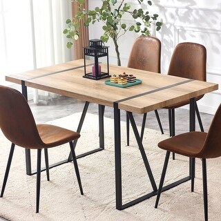 Industrial Rectangular Wood Dining Table For 4 to 6 Person - 55.1" x 31 ...