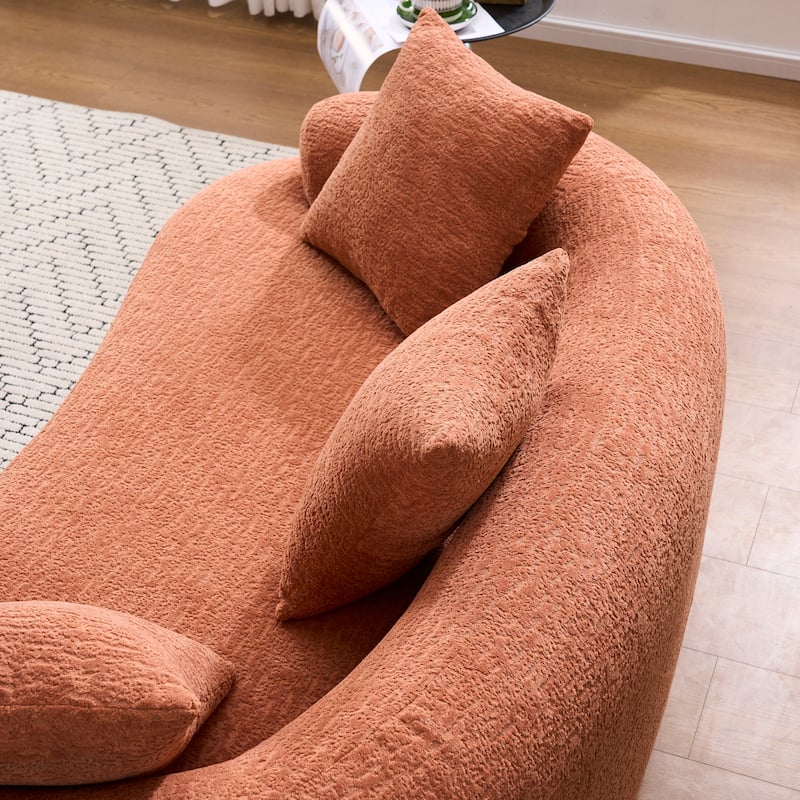 Characteristic Loveseat Sofa Couch with 3 Decorative Pillows, Curved 2-Seater Sofa Couch for Apartments