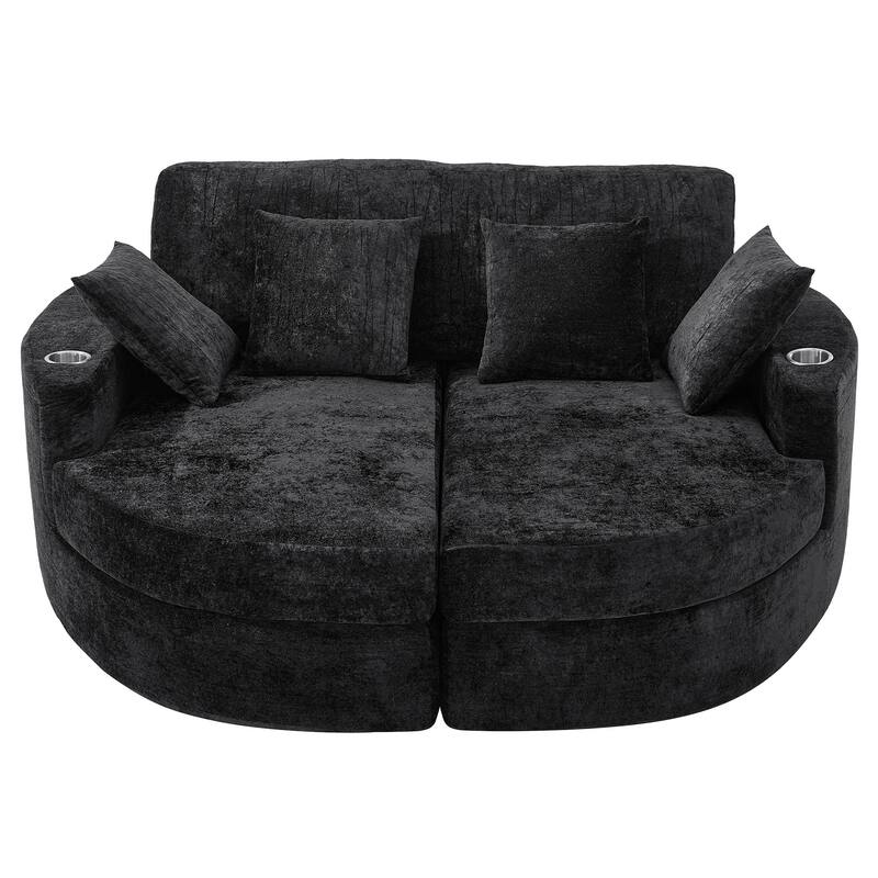 Ultra-Plush Dual-Chaise Sofa Bed with Cup Holders by Harper&Bright Designs