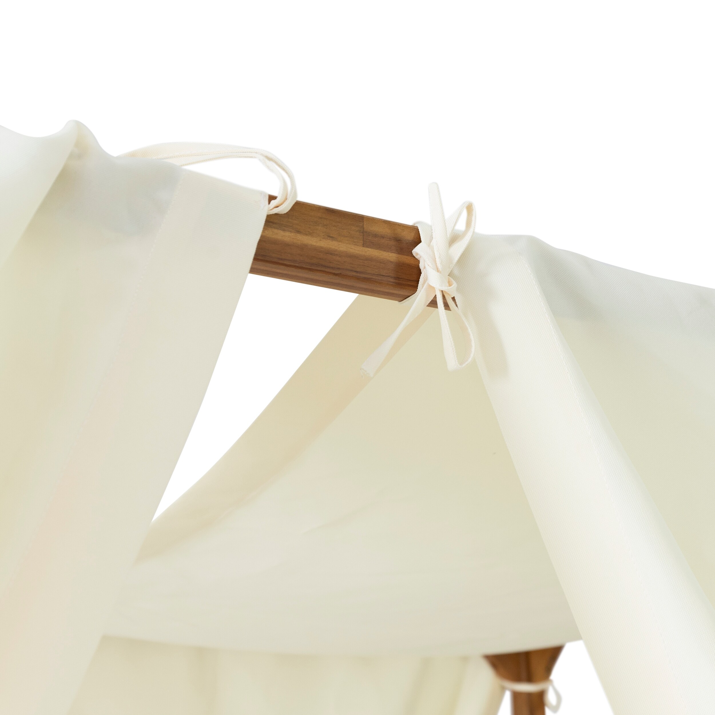 Kinzie Outdoor 2-seat Adjustable Acacia Daybed w/ Curtains