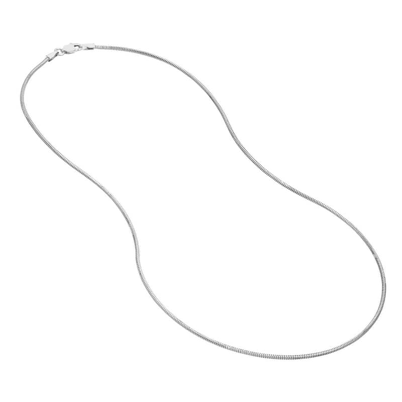 Curata 14k White Gold 1.4mm Lite Snake Chain Necklace (Lobster)