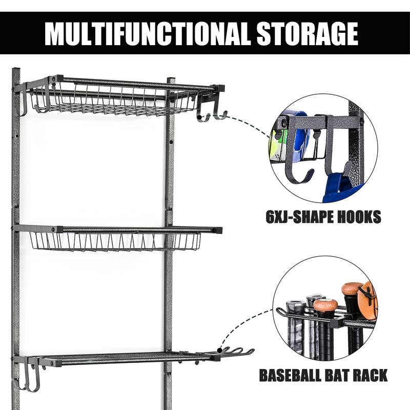 4 Tier Garage Storage Organizer for Sporting Goods Balls
