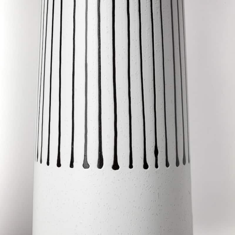 18" Black And White Abstract Cylinder Ceramic Table Vase - 18" x 5" x 5"
