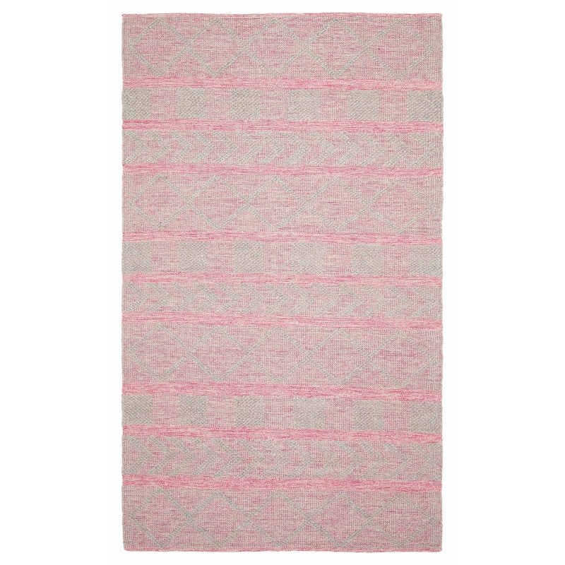 ECARPETGALLERY Braid weave Sienna Dark Pink Wool Rug - 5'0 x 8'0 - Pink - 5'0 x 8'0