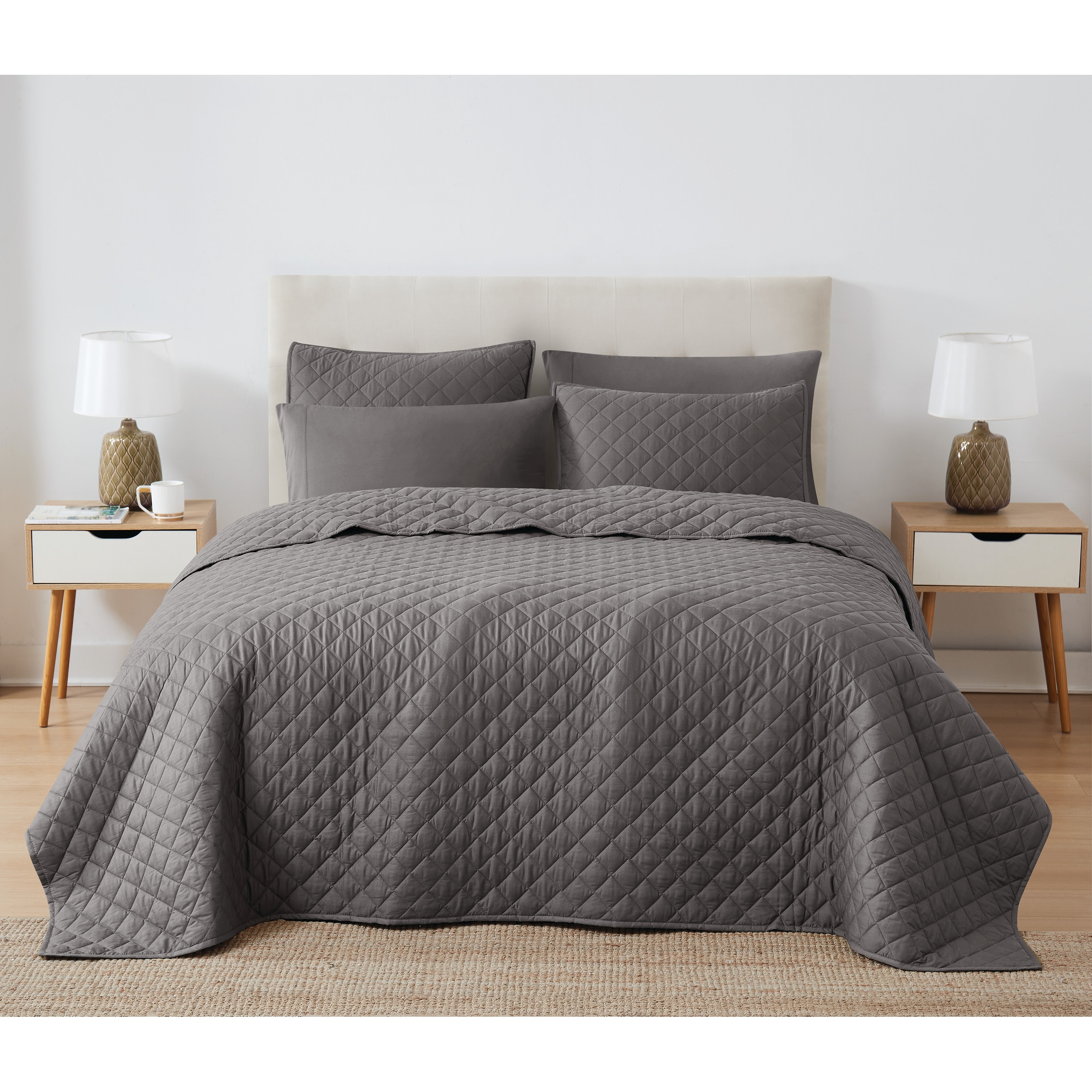 Cannon Solid Oversized Percale 3 Piece Quilt Set