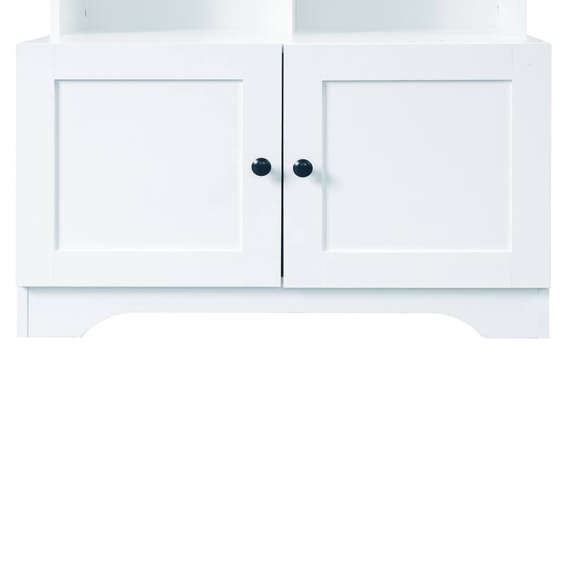 Roomfitters Extra Wide Tall Bathroom Cabinet with 4 Doors, Multi-Layer Adjustable Shelves, Freestanding