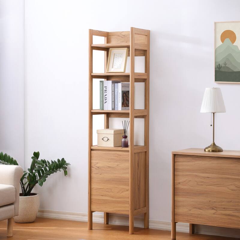 SAFAVIEH Glapelle 4-Shelf 1-Door Bookcase - 17"W x 14"D x 71"H