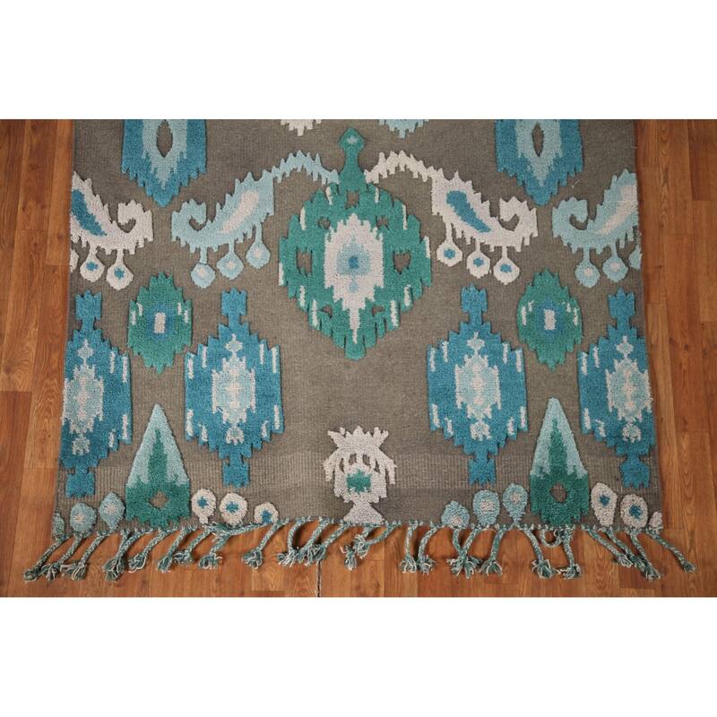 Brown Moroccan Indian Area Rug Hand-Knotted Wool Carpet - 5'1"x 7'11"