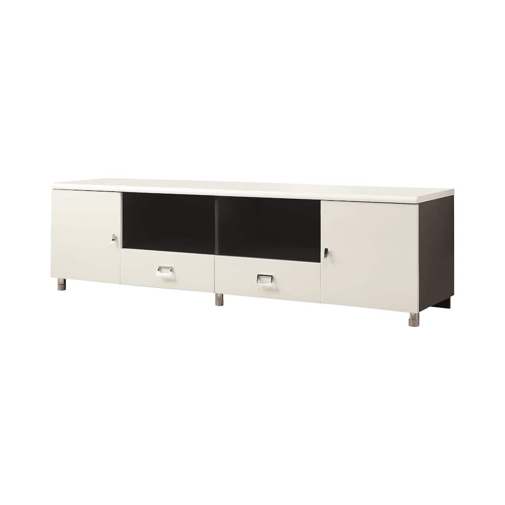 TV Console with 2 Drawers in White and Grey
