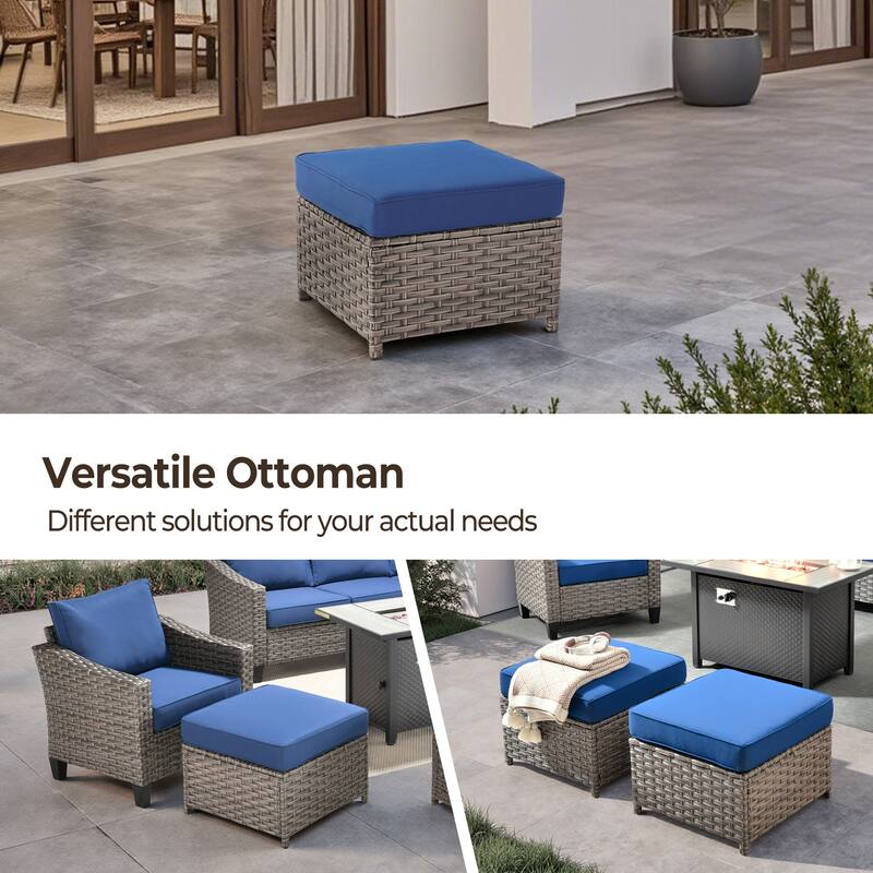 HOOOWOOO 5-piece Patio Wicker Conversation Set with Ottoman
