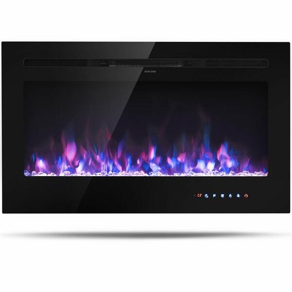 Shop Gymax 36 Electric Fireplace Recessed And Wall Mounted 750w 1500w W Overstock 29756434