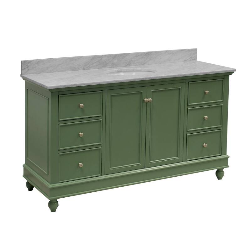 KitchenBathCollection Bella 60" Single Bathroom Vanity with Carrara Marble Top