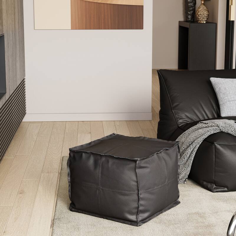 CO-Z 18'' Modern Boho Genuine Leather Pouf Ottoman