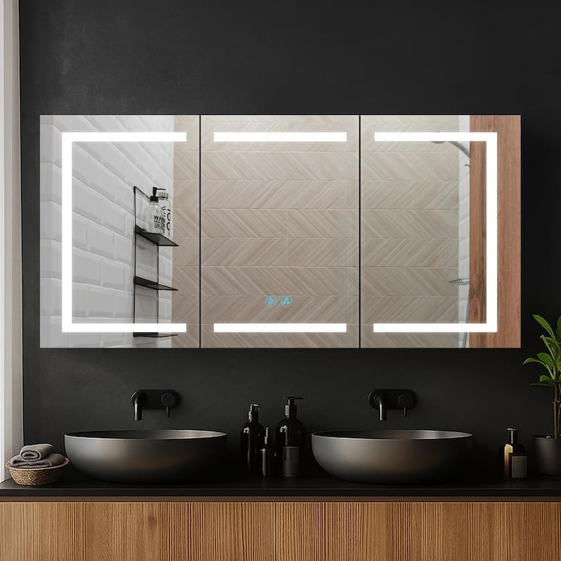 Blossom LED Lighted Medicine Cabinet, Mirror, Defogger, 3-Color Dimmer - 60x26