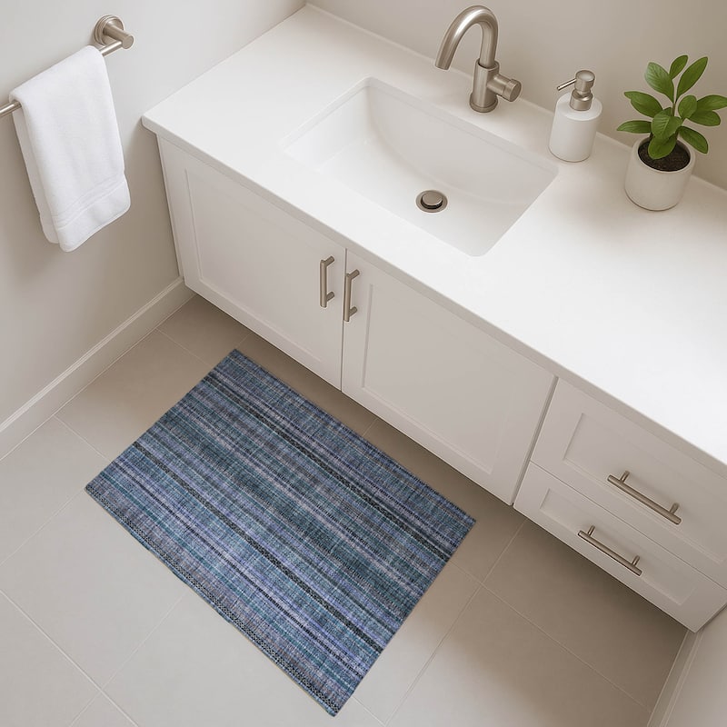 Premium Washable Super Soft Striped Mayfield Rug - Blue - 1'8" x 2'6"