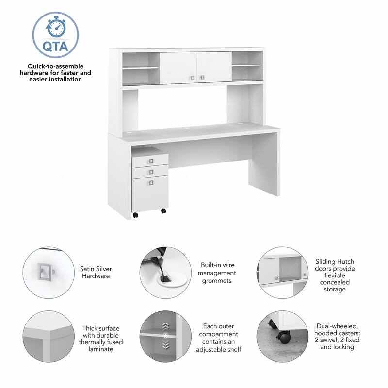 Echo 72W Computer Desk with Hutch & Drawers by Bush Business Furniture