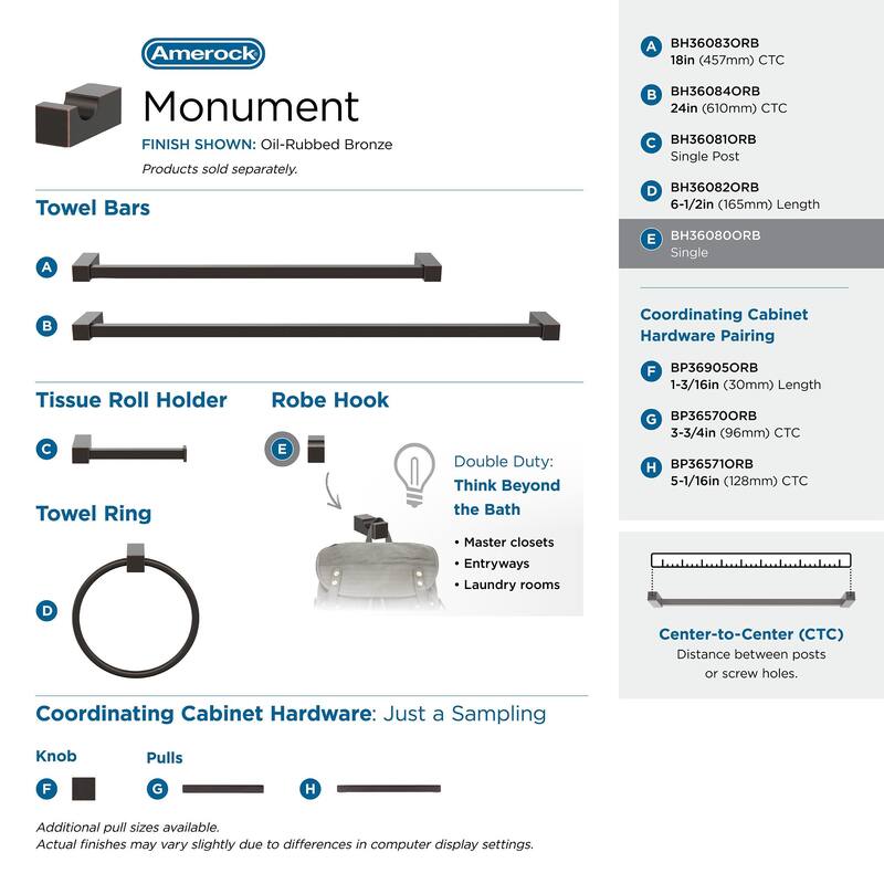 Amerock Monument Contemporary Single Robe Hook
