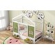 preview thumbnail 4 of 6, Olive Green Twin Wood House Bed with Drawers, Window Decoration