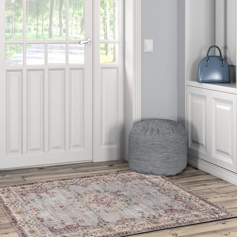 Lennox Stain-Resistant Machine Washable Pastel Blue and Ivory Rug
