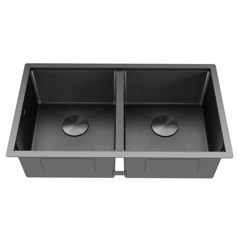 Matrix 32" Undermount Workstation 16 Gauge Double Bowl Stainless Steel Kitchen Sink with Accessories