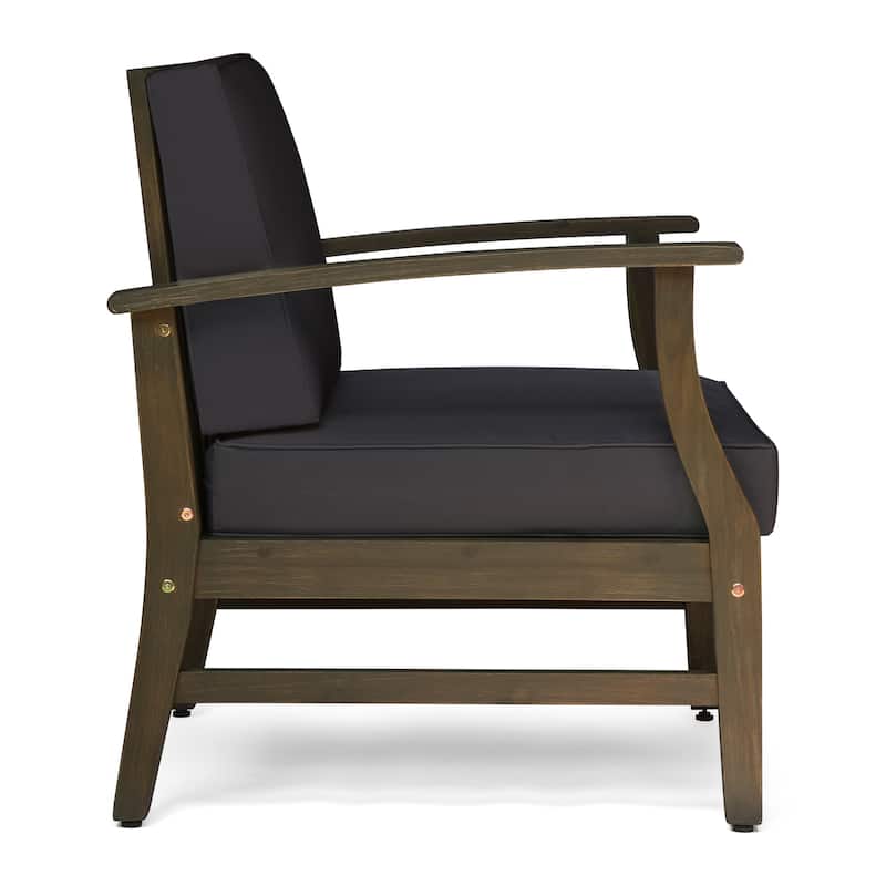 Exquisite Acacia Wood Club Chair with Water-Resistant Cushion