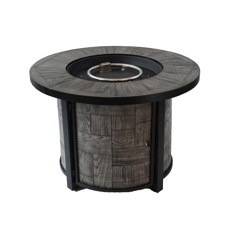 36 in. W x 36 in. D x 25 in. H Round Propane Gas Burning Outdoor Fire Pit in Wood