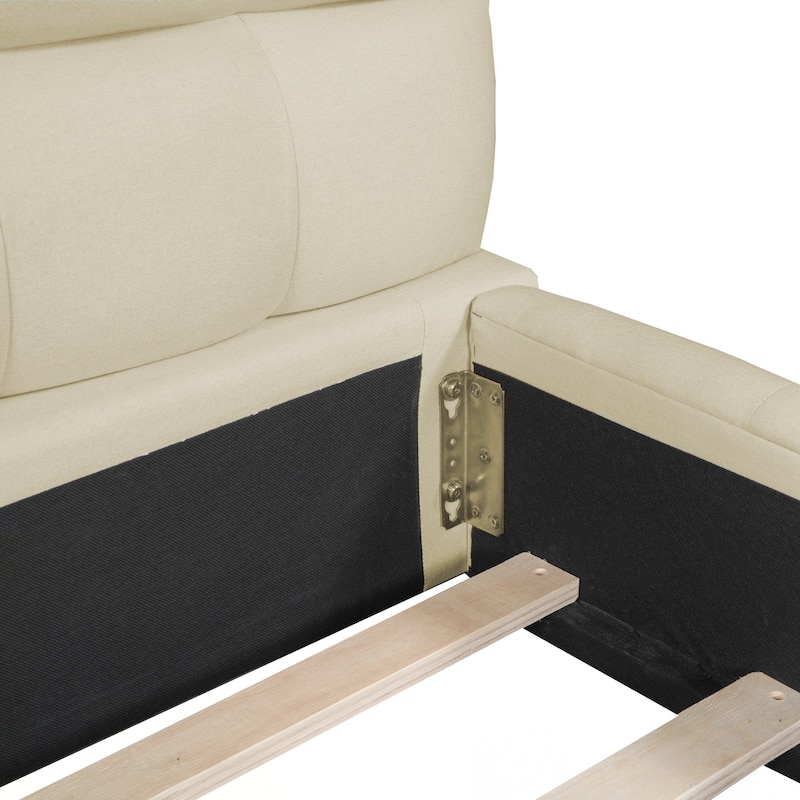 Queen Size Upholstered Platform Bed with Thick Fabric, Grounded Bed with Solid Frame