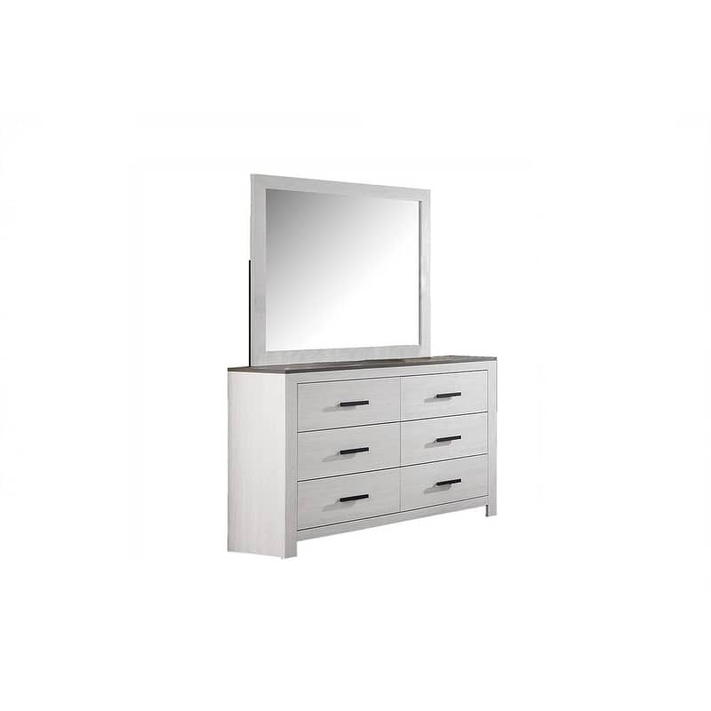 Modern Style Bed Dresser Mirror Nightstand Chest Set White Finish Bedroom Furniture