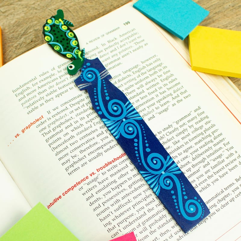 Novica Handmade Reading Turtle Wood Bookmark