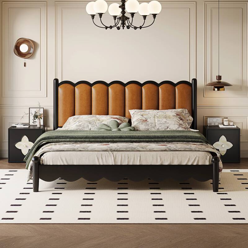 19.6'' W Nightstand With Storage, Bedside Table, Accent Cabinet With Door - Black&Shell Star