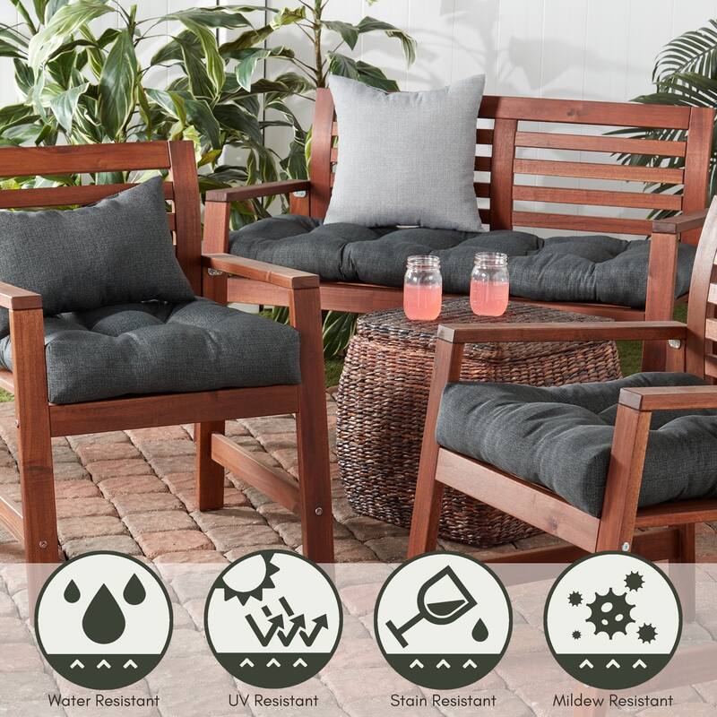 Solid Heathered Outdoor Seat Cushion (Set of 2)