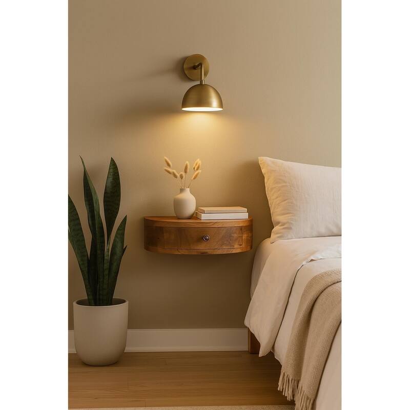 Solid Wood Wall-Mounted Rounded Nightstand